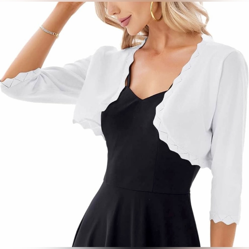 NWT Black Cropped Shrug Cardigan Bolero Sweater, Grace Karin 2X